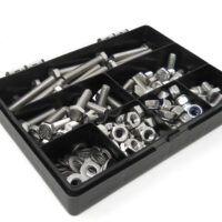 M8 Hex Head Set Bolt, Nut and Washers Kit, box open showing components